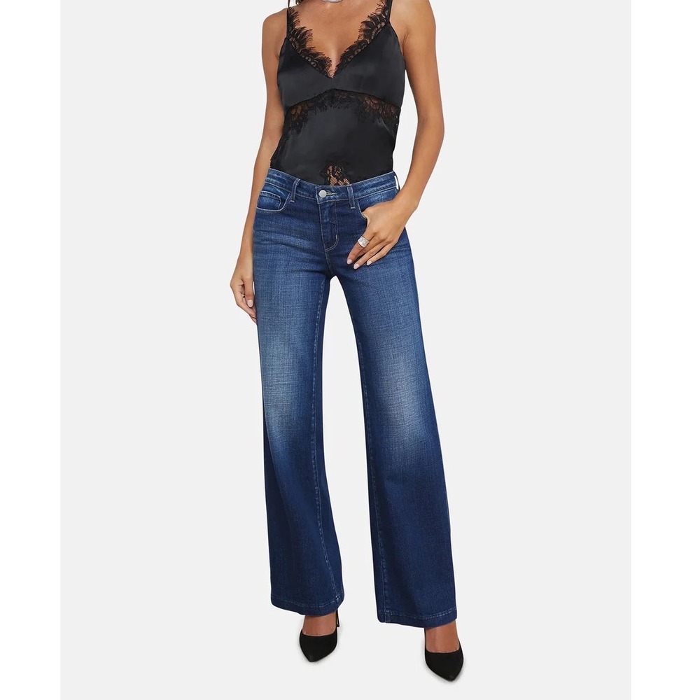 L'AGENCE Joanne Low Rise Wide Leg Jeans Haven‎ Wash Blue Denim 2923RDM Size 26